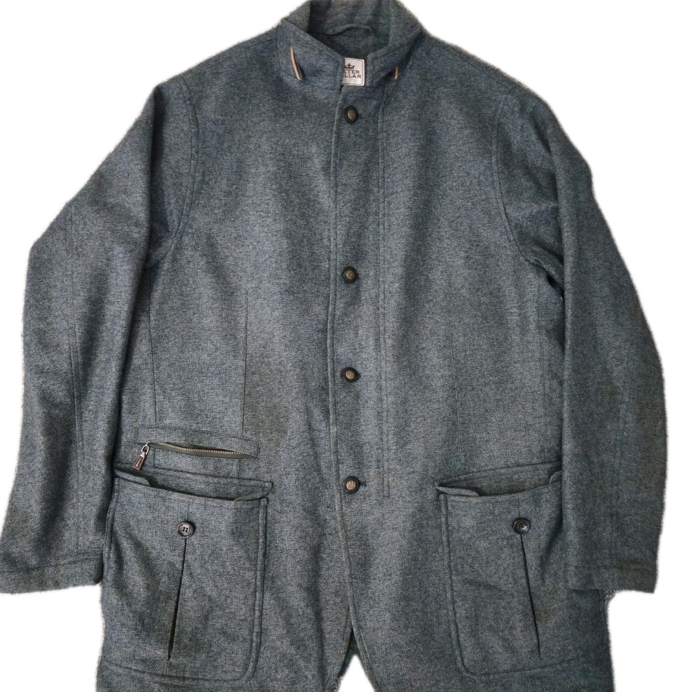Peter Millar Wool City Coat Mens L Crown Full Zip Chore Field Gray Jacket